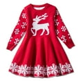 thumbnail image 1 of BAYAIXZ Robe de Noël pour Petites Filles Renne Flocon de Neige Cadeaux de Noël Robe Pull en Tricot d'Hiver (Rouge,120), 1 of 6