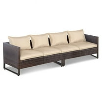 Kadyn Conversation Patio Porch Loveseat Chairs Furniture Set, Patio Furniture Sets 2 Pieces Patio Furniture Sofa Set with Cushions and Sofa Clips-Brown