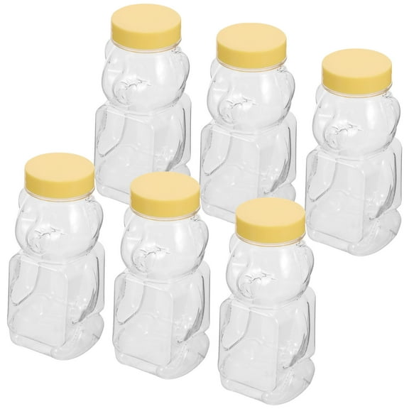 HONMEET 6pcs Bear Cartoon Transparent Sealed Storage Jars For Candy Syrup For Weddings Parties Reusable Random Color