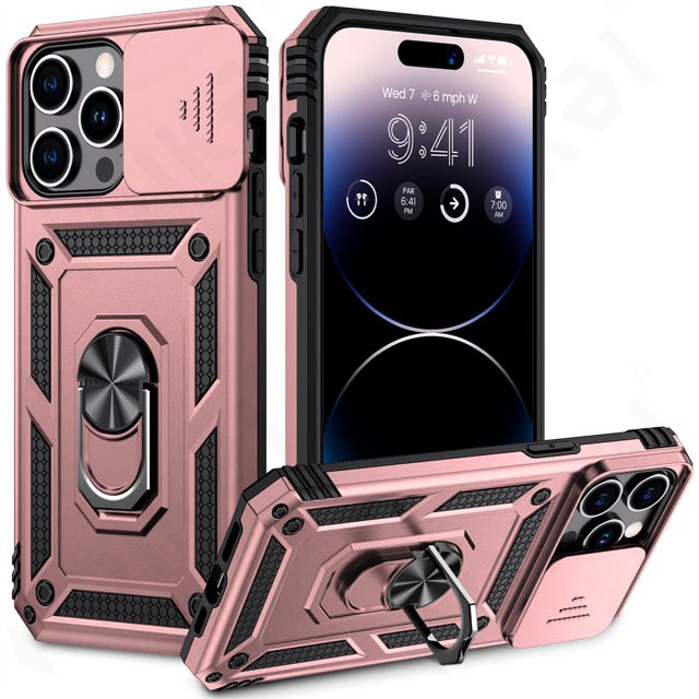 Durable Multi-Model iPhone Case - Shockproof Protection with Kickstand & Camera Slide Guard