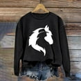thumbnail image 2 of frariair Women's Round Neck Long Sleeved Horse And Figure Printed Hoodie Without A Hat Zip Ladies Sweaters, 2 of 3