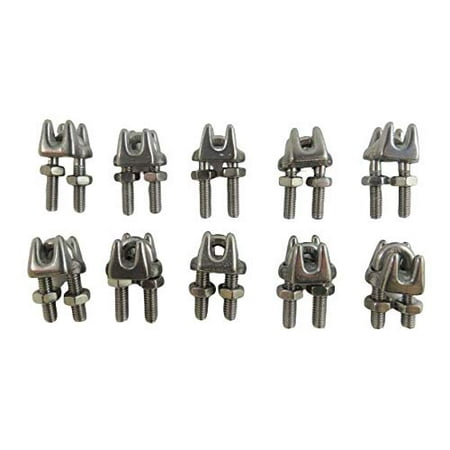 

10 Pieces Stainless Steel 316 1/8 3mm Standard Wire Rope Clip Marine Grade for 1/8 Wire Rope