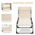 thumbnail image 5 of Folding Chaise Lounge Chair, Outdoor Reclining Beach Chair with Pillow - Adjustable 5-Position, Padded, Portable for Patio, Camping, Beige, 5 of 9