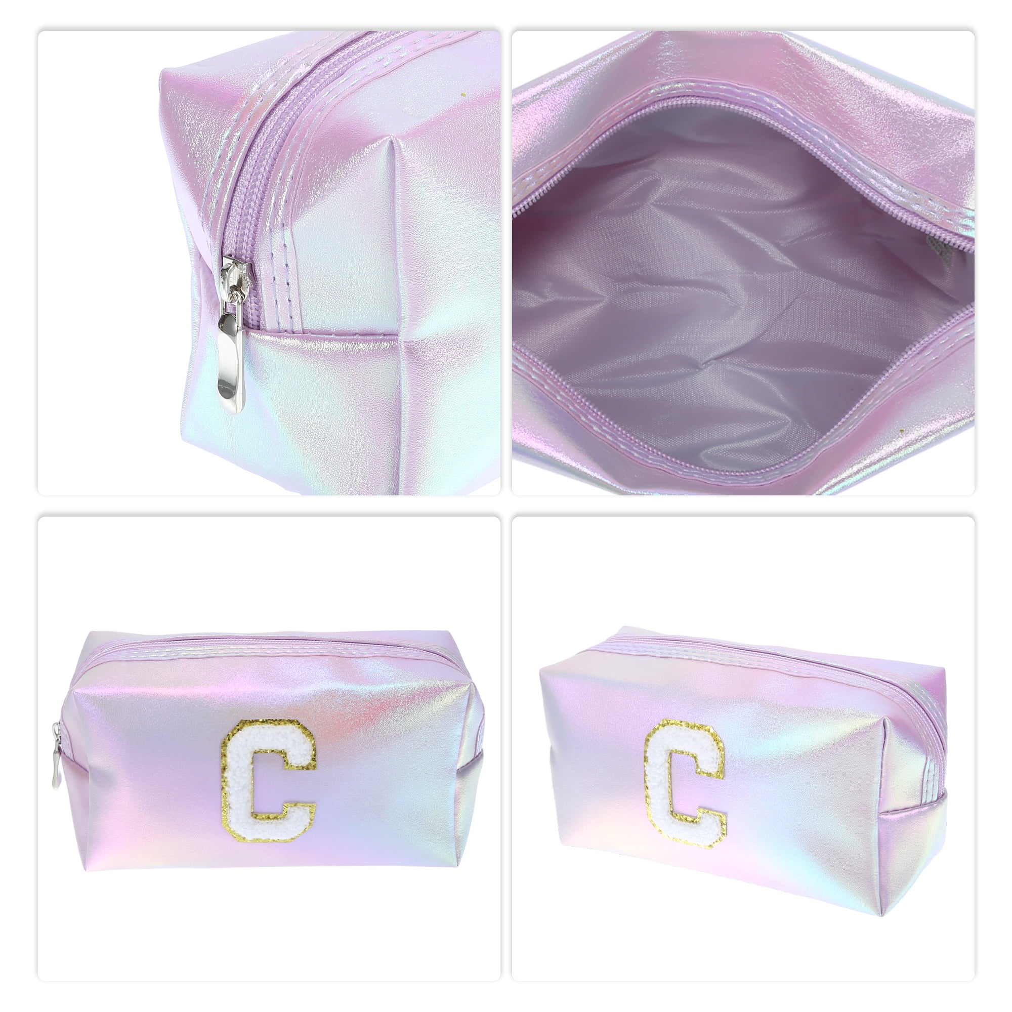 Unique Bargains Women Beatiful Durable Letter C Cosmetic Bag for Vacation Purple