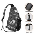 thumbnail image 3 of Sling Backpack,Ghost and Spider Web Halloween Pattern Sling Bag with Water Bottle Holder,Waterproof Sling Bag for Men/Women with Headphone Jack for Hiking,Travel, 3 of 6