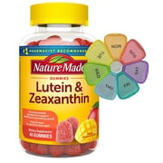 Nature Made Lutein Gummies with Zeaxanthin, Enhanced Eye and Brain Health Supplement, 40 Vegan Gummies, 20 Day Supply, Bundle with SyncLives Extra Large Weekly Pill Box