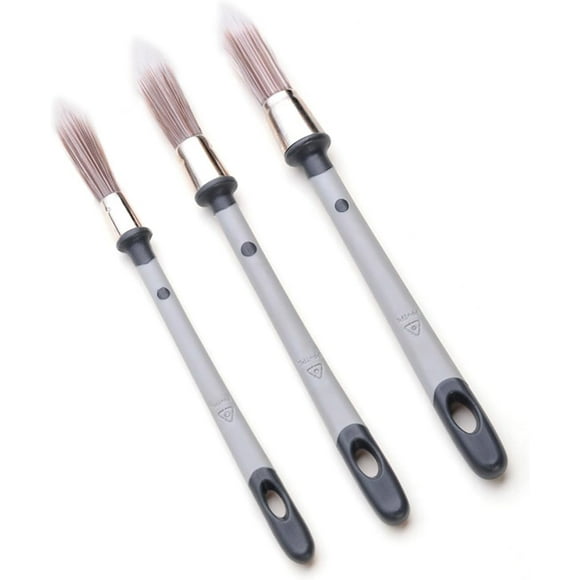 3 PCS Trim Paint Brush Kit 0.4 Inch 0.5 Inch 0.6 Inch Brushes for Walls Baseboards Corners Touch Up Paint Brushes Detailing House Painting Brushes Round Paint Brush for Wall Edges Small Paint Brush