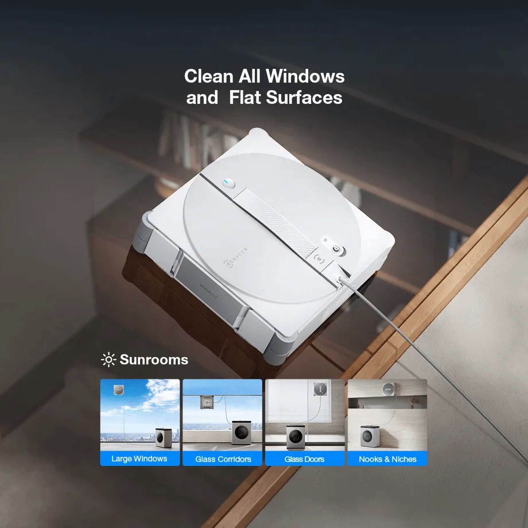 ECOVACS WINBOT W3 Omni Robot Window Cleaner with Auto-Clean Station, WIN-SLAM 5.0, Triple Spray & 12-Level Protection