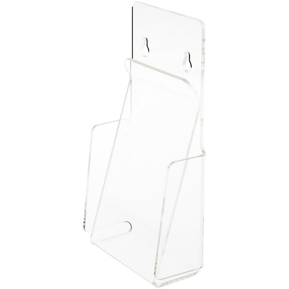 Plymor Clear Acrylic Pinch-Style Tri-Fold Brochure Literature Holder (Wall Mount), Fits Documents Up to 4" Wide