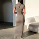 thumbnail image 5 of Camisa de cuello redondo para mujer Vestido largo Vestido largo ajustado para mujer Ropa de fiesta ajustada FLhrweasw Nuevo, 5 of 8