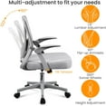 thumbnail image 4 of Mesh Office Chair Ergonomic Swivel Computer Chair with Flip-up Arms Adjustable Height Lumbar Support for Home Office Study Meeting, Gray, 4 of 10