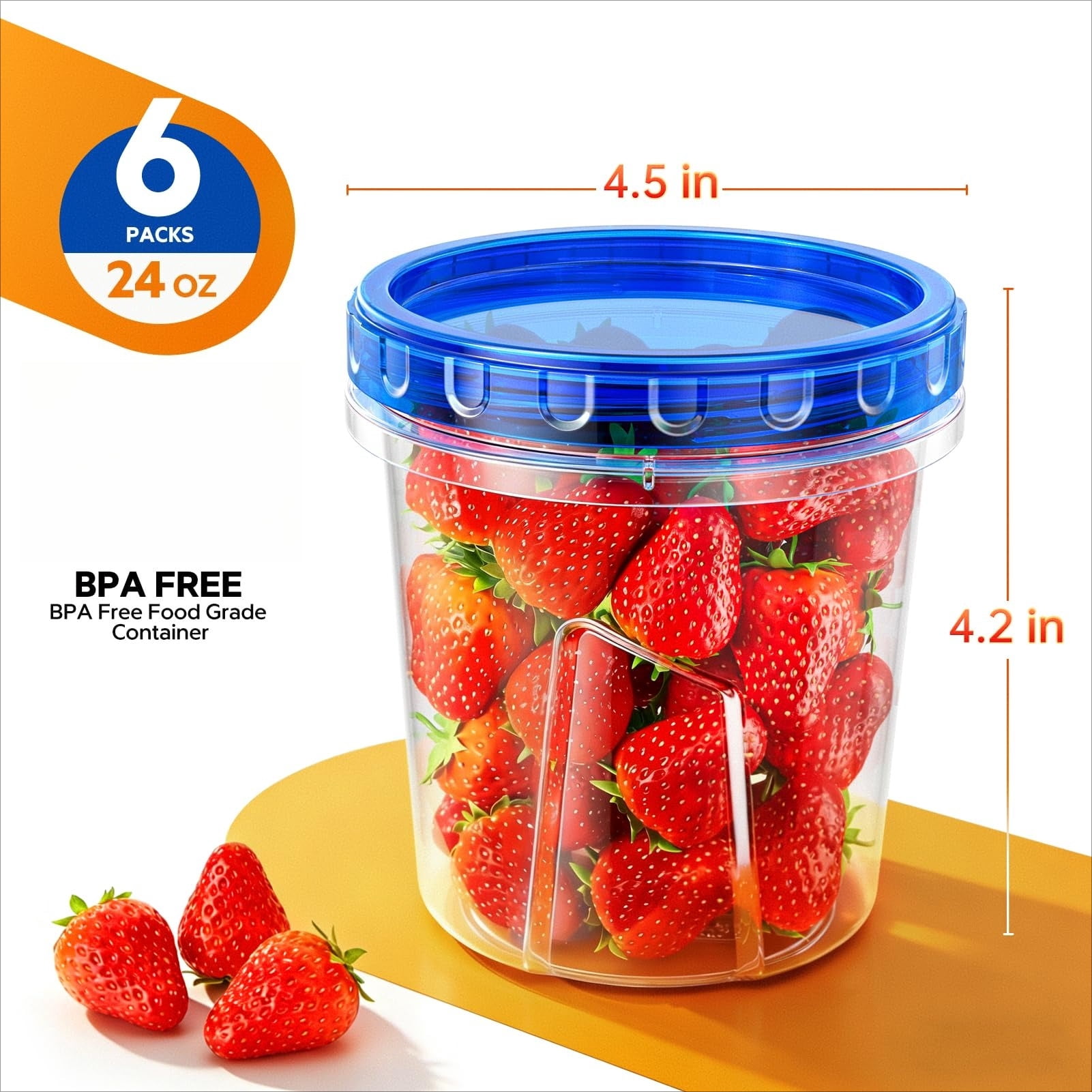 Plastic Food Storage Jars 6Pack-24oz Twist Top Lids Meal Prep