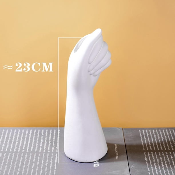 Florero moderno creativo con forma de mano, maceta de flores artificiales, estatua , decoración de de oficina en hogar, ornamento L blanco Soledad florero de figura de cuerpo