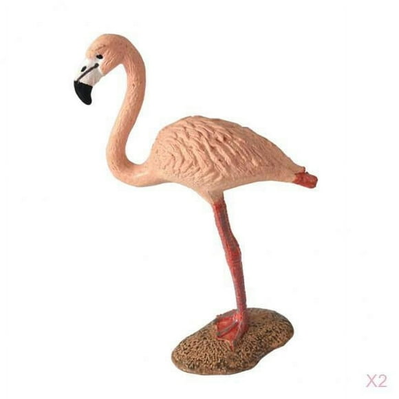 DOLITY 2x Animal Models Simulation Bird Figure Model Plastic Figurine - Pink Flamingo