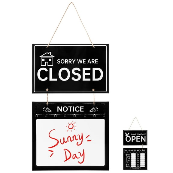 Business Hours Hanging Chalkboard Erasable Open Closed Sign Blackboard Double Sided Welcome Chalk Board for Restaurant Cafe Retail Shop