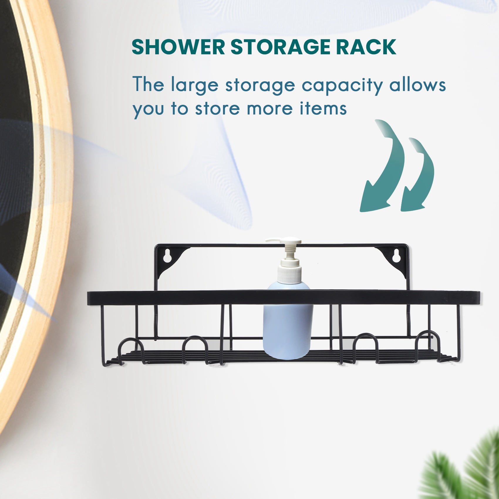 No Drilling Wall Shelves Shower Shelf Organizer with 2 Soap Dishes Bathroom Basket Shelves No
