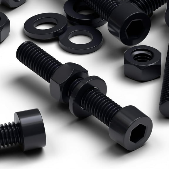 50 x Black Nylon socket head, plastic machine screws, M6 x 40mm, Plastic Bolts, Nuts & Washers, (15/64 x 1-37/64 in)