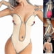 thumbnail image 3 of Women Plunging Deep V-neck Body Shaper Strapless Backless Bodysuit Shapewear, 3 of 5