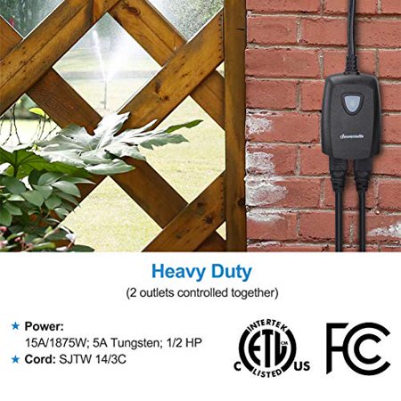 DEWENWILS Outdoor Indoor Remote Control Outlet Power Strip Weatherproof ...