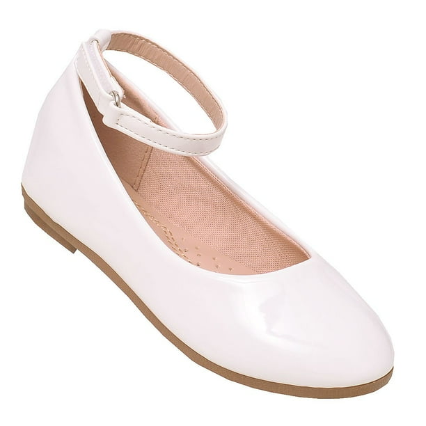 white ankle strap ballet flats