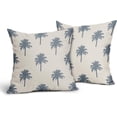 thumbnail image 2 of Gray Blue Palm Tree Pillow Covers 18X18 InchTropical Coconut Trees Coastal Plants Decorative Pillow Cases Set of 2 Summer Retro Cotton Linen Throw Pillows Home Decor For Sofa Porch Couch Outdoor, 2 of 6