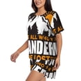 thumbnail image 2 of Picia Not All Who Wander Are Lost4 Pajamas Sets for Women Soft Short-Sleeved Pjs with Lounge Shorts Two Piece Sleepwear-, 2 of 9