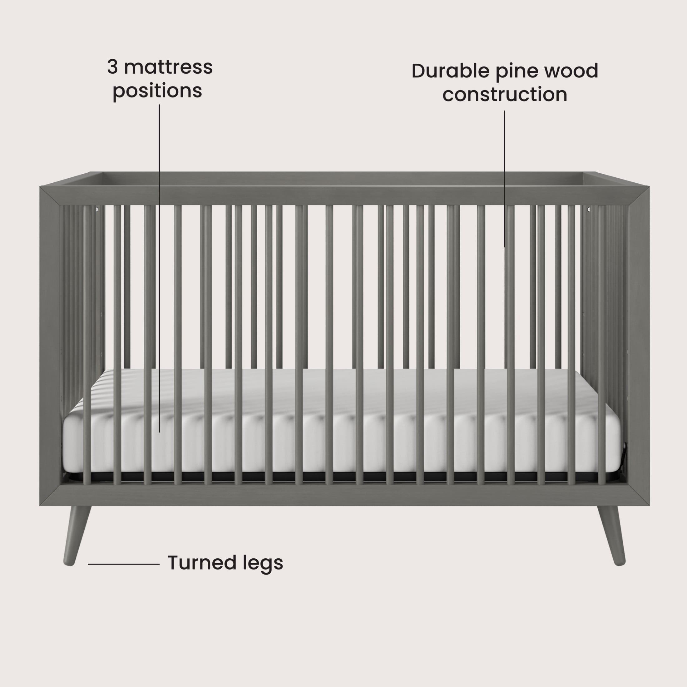 Child Craft Cranbrook Crib, Dresser & Chest Nursery Set, 4-in-1 Convertible Crib, Lunar Gray, 3-Piece