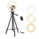 thumbnail image 1 of Sensyne Anillo de luz de 10 pulgadas con trípode extensible de 50 pulgadas, luces circulares LED con soporte para teléfono para transmisión en vivo/maquillaje/vídeo de YouTube/TikTok, compatible con t, 1 of 5