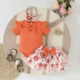 thumbnail image 2 of Utlike Girls Clothing Set Infant Ruffles Romper Newborn Bodysuits Floral Skirts Headbands Set Sweet Girl Skin Friendly Outfits Size 9 Months-12 Months, 2 of 6