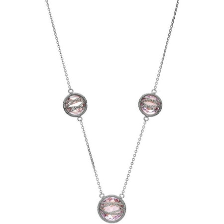 5th & Main Sterling Silver Hand-Wrapped Triple Round Amethyst Stone Necklace