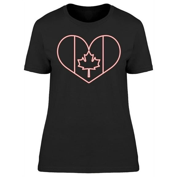 Neon Canada Flag Heart T-Shirt Women -Image by Shutterstock, Female Small