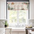 thumbnail image 3 of Merry Christmas Kitchen Curtains and Valances Set, Pine Cone Berry Xmas Bell Leaf Retro Linen Rod Pocket Window Valance Window Curtain Panels for Living Room Bedroom Laundry, 27.5x36in, 3 Pieces, 3 of 7