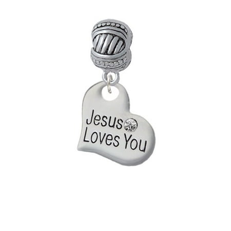 Large Jesus Loves You Heart - Large Rope with Cross Beads Charm Bead