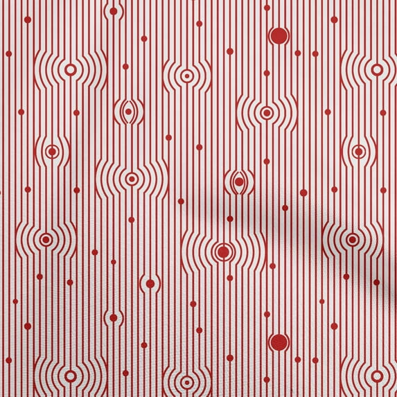 oneOone Cotton Flex Red Fabric Stripes Sewing Material Print Fabric By The Yard 40 Inch Wide