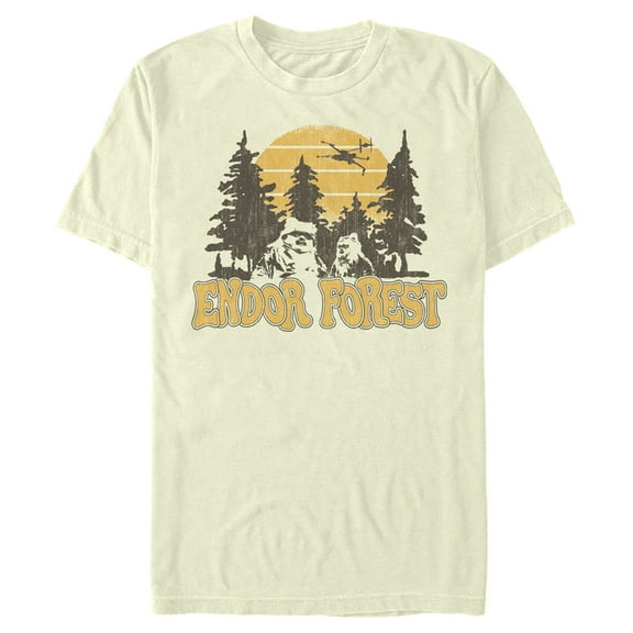 Men's Star Wars Distressed Endor Forest Graphic Tee Beige 3X Large