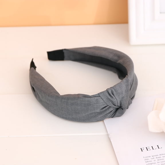 CXHEGBEJ Matte Fabric Twisted Knot Headband for Women Non Slip Hair Hoop Minimalist Hair Bands Hair Wrap For Daily Office Party Facial Hair Accessories Grey
