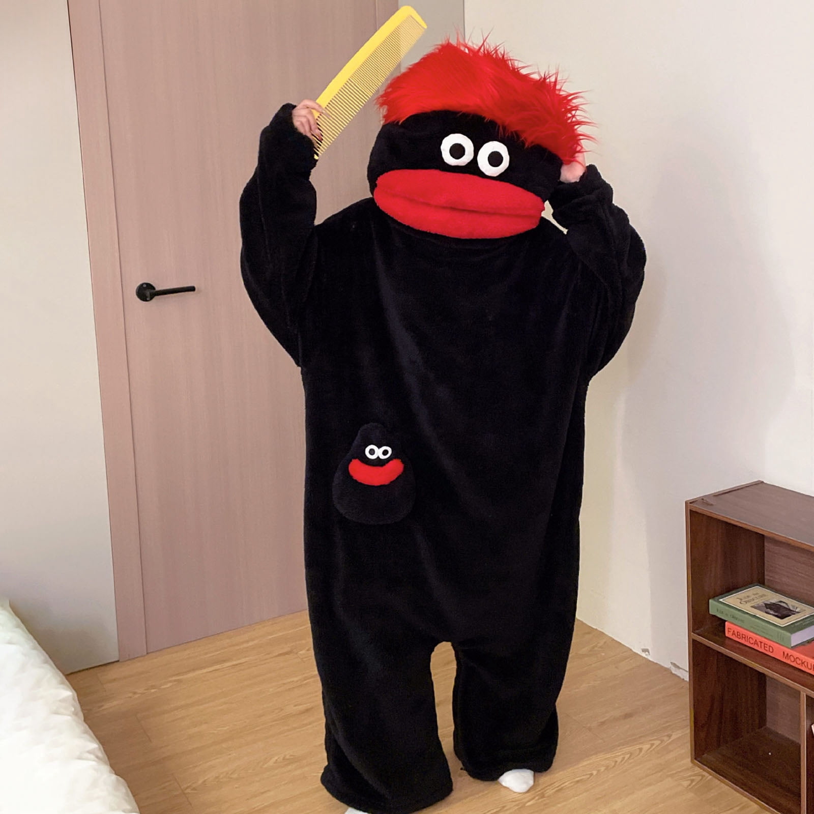 mgoYE Family Warm Big Mouth Monster Onesie Pajamas for Men,Cozy Ultra-Soft Plush One-Piece Loungewear