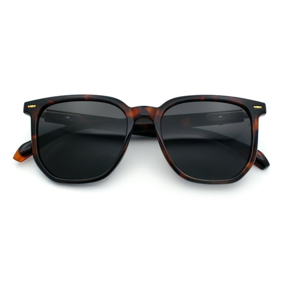 Gentlemanly Fancy Metal Hinge Oversized Thin Plastic Horn Rim Sunglasses Tortoise - Black