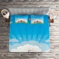 thumbnail image 2 of Ambesonne Retro Quilted Coverlet 3 Pcs, Circus Tent with Clouds, Queen Size, Red Green Blue, 2 of 2