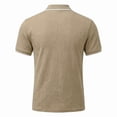 thumbnail image 5 of Men'S Textured Knit Half Zip Collared Short Sleeve Polo Shirt Retro Casual Tops For Summer Daily Wear And Golf Sports,Khaki,M, 5 of 6