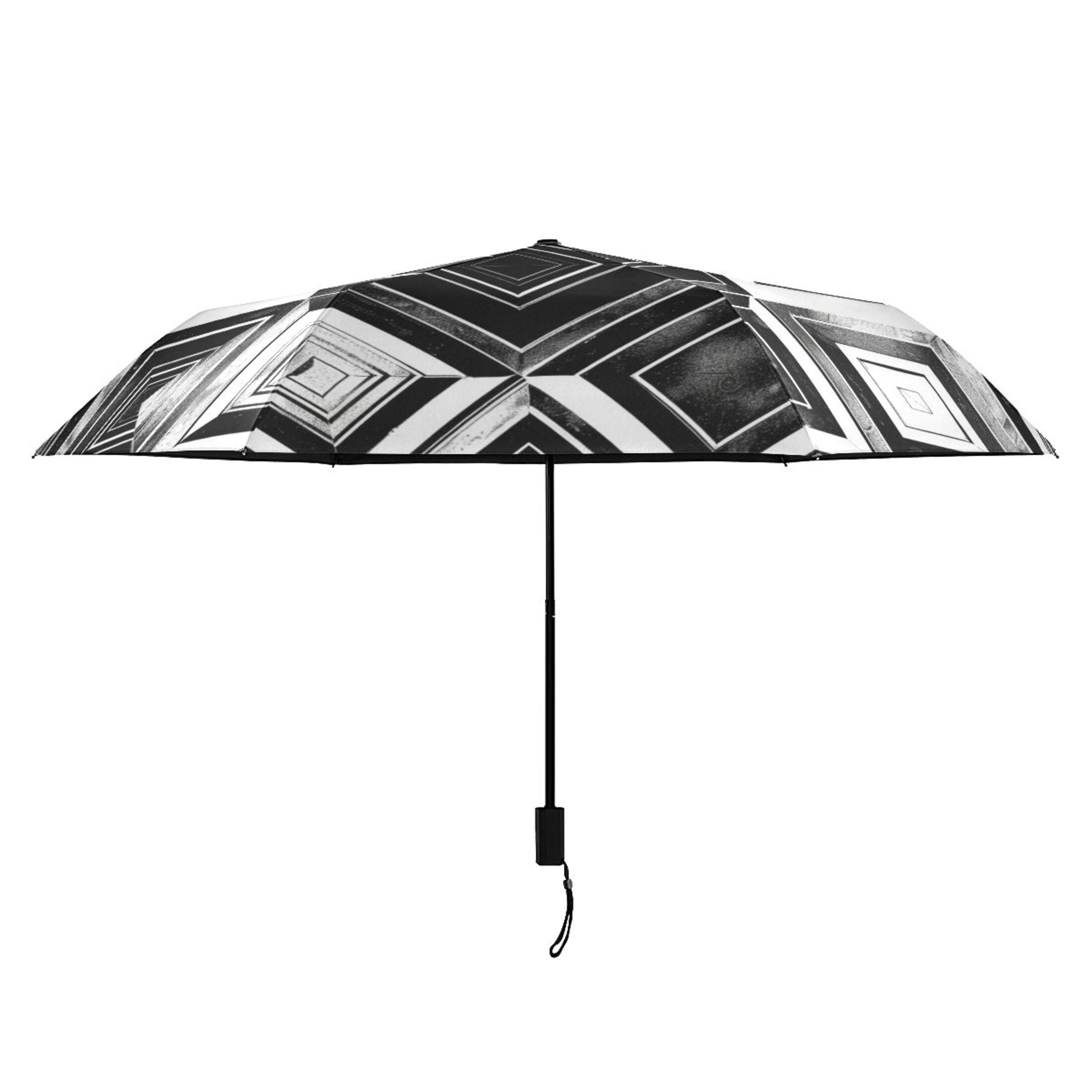 ALAZA Geometry Checkered Plaid Pattern UPF 50+ Compact Folding Umbrella for Rain Travel Umbrella Packable
