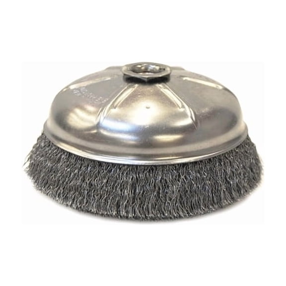 Crimped Wire Cup Brush, 6 in Dia., 5/8-11 Arbor, 0.014 in Carbon Steel