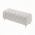thumbnail image 4 of Button-Tufted Velvet Ottoman Bench, 85×80×75cm for Bedroom/Living Room, Sturdy & Comfortable, 4 of 8