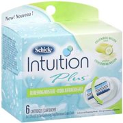 Schick Intuition Plus Cucumber Melon Razor Cartridge, 6 Count