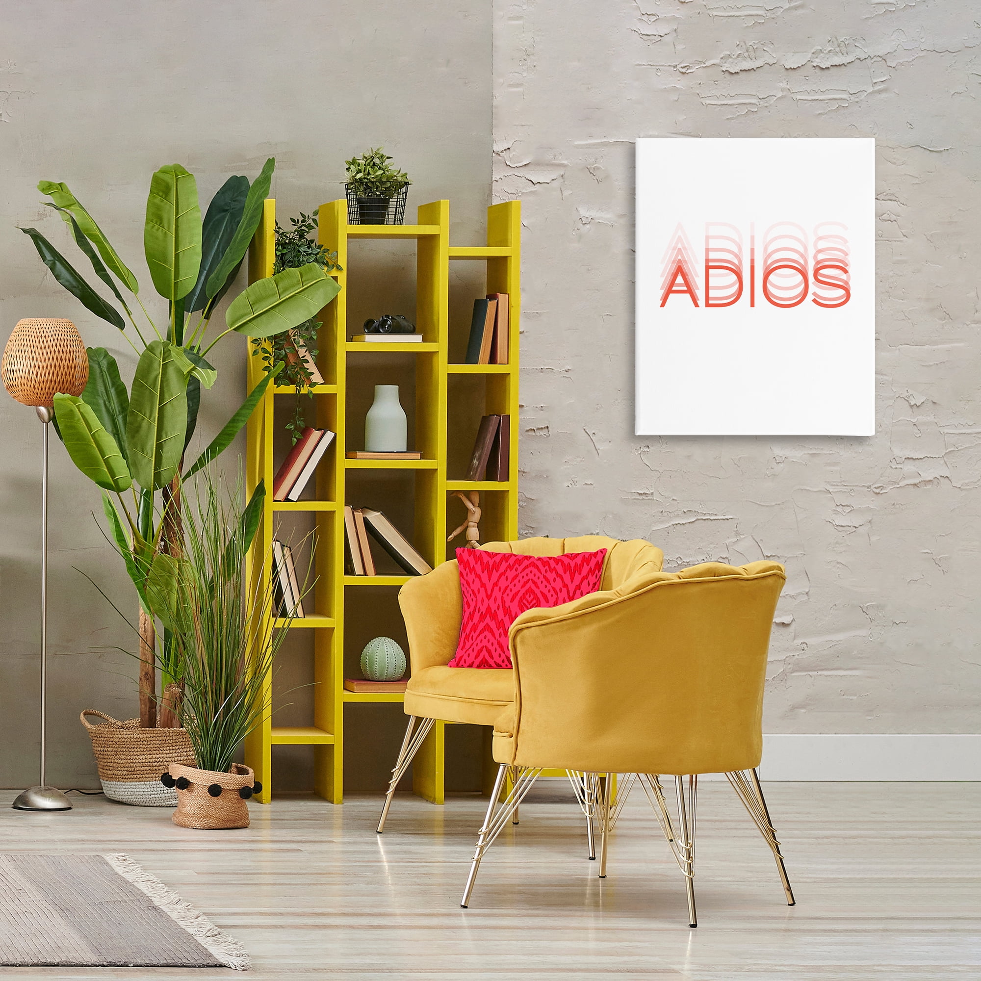Stupell Industries Adiós Tipográfico Minimalista Typography and Symbols Painting Wrapped Canvas Art Print Wall Art, 24 x 30