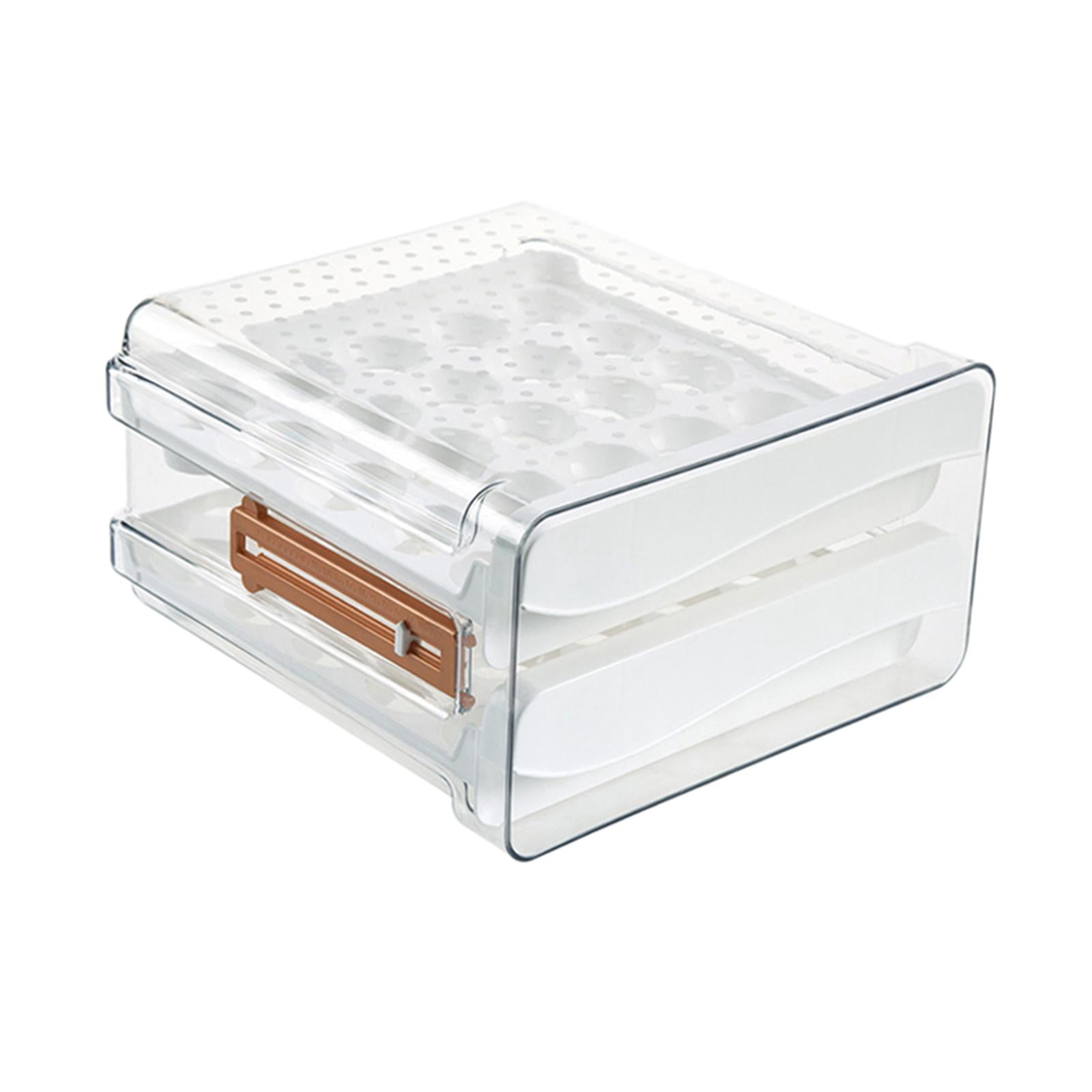 Fiocias Double Layer Egg Holder for Refrigerator Transparent Egg Container for Counterto hold 32 eggs