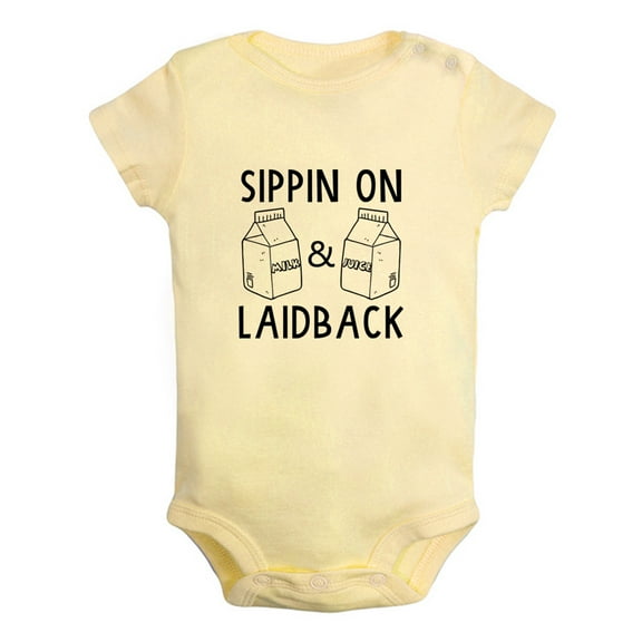 iDzn Sippin On Milk & Juice Funny Rompers For Babies, Newborn Baby Unisex Bodysuits, Infant Jumpsuits, Toddler 0-24 Months Kids One-Piece Oufits