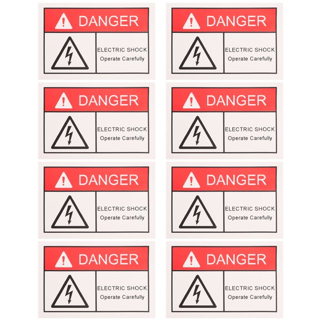 8 Pcs Danger Signs Adhesive Warning Electric Shocks Signs Electric Shocks Warning Stickers