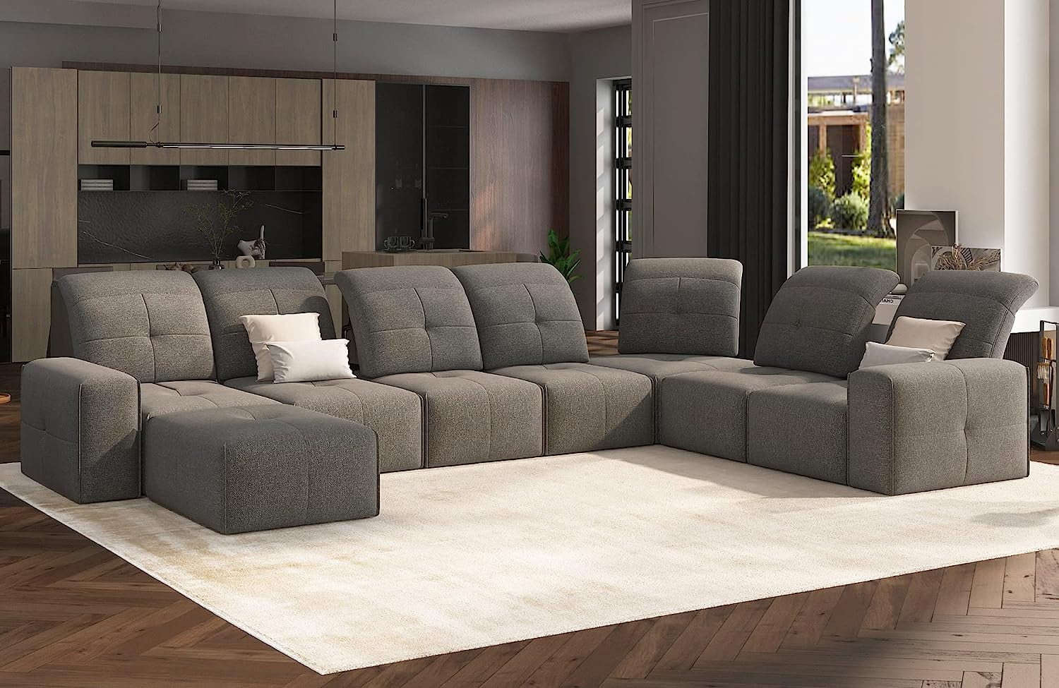 Amerlife Sectional Sofa, Modular Sofa with Ottoman 8 Seats Corner