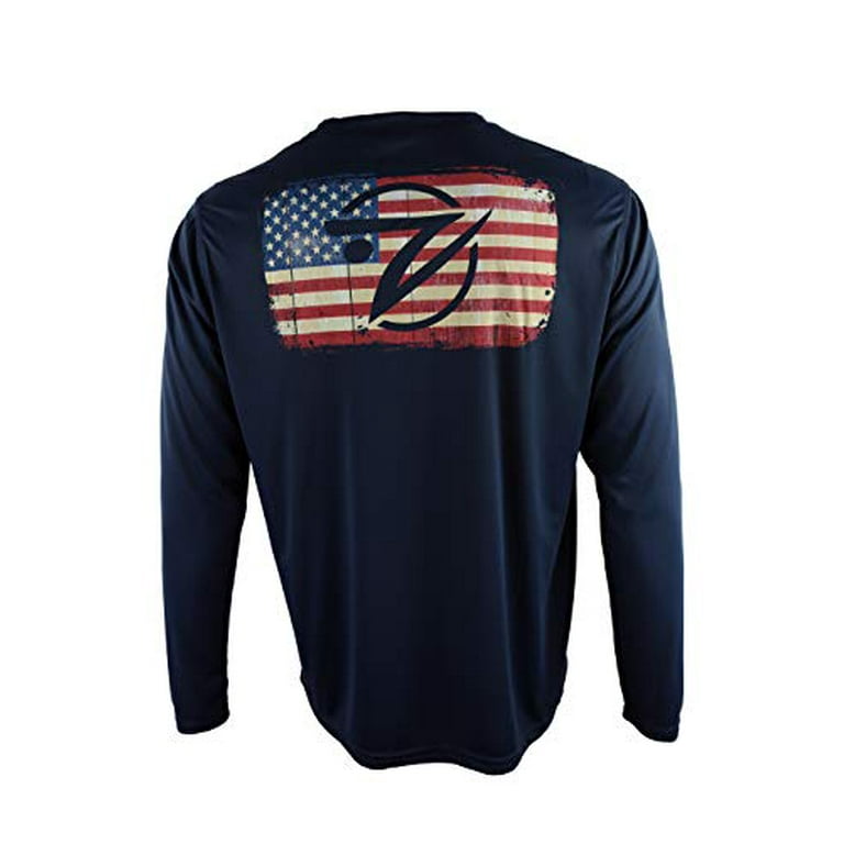 Gillz Men's All American Flag LS UV Fishing Shirt (Outerspace, 2X